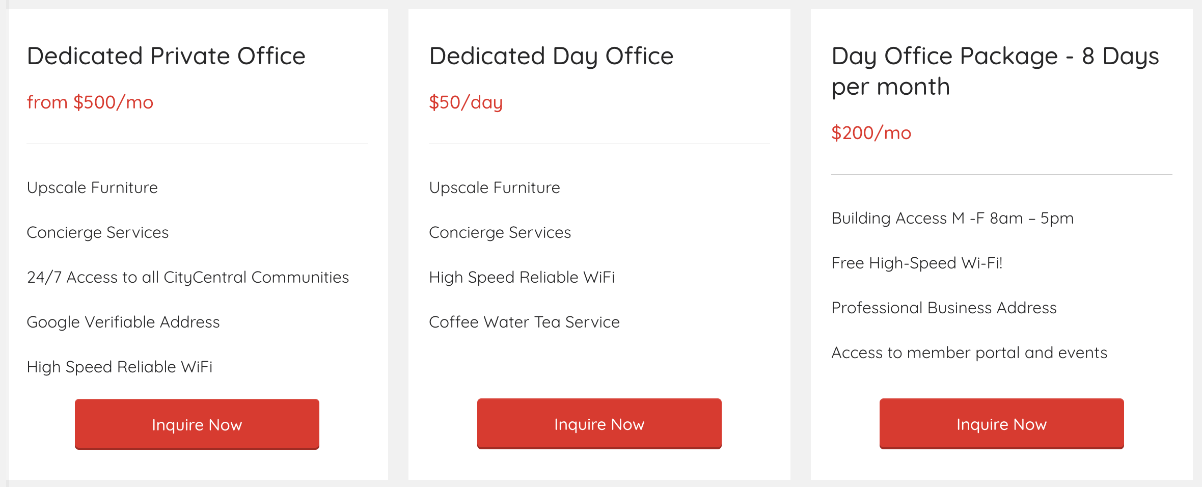 CityCentral Private Office Packages