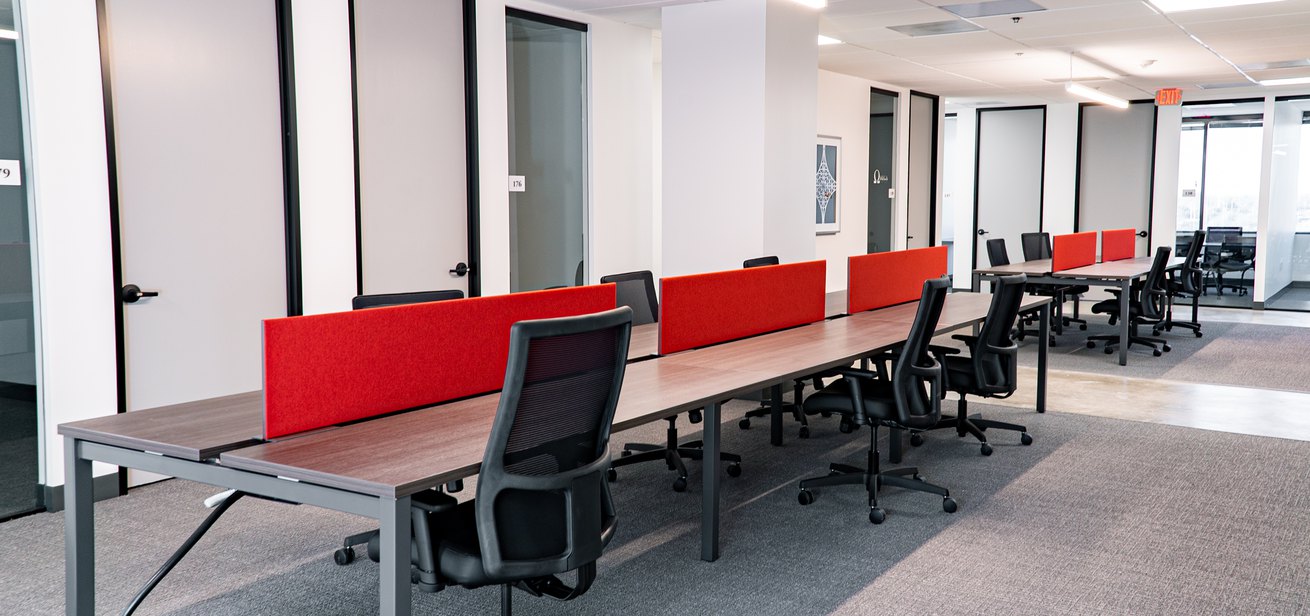 A shared flex space, fully furnished for dedicated workers